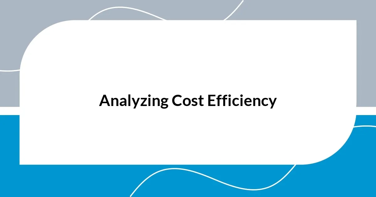 Analyzing Cost Efficiency