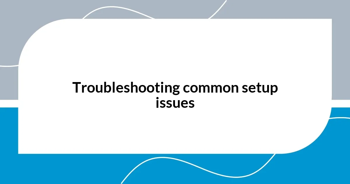 Troubleshooting common setup issues